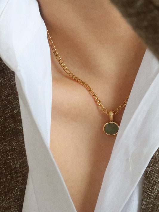 East-West Oval Jade Necklace