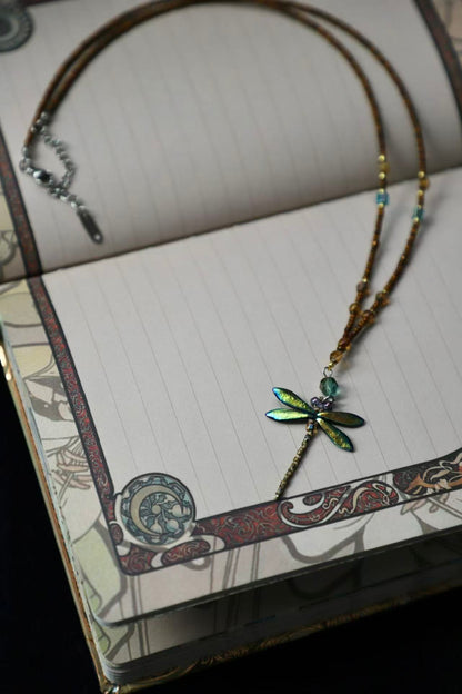 Amberwing — Blue Dragonfly Necklace