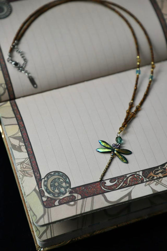 Amberwing — Blue Dragonfly Necklace