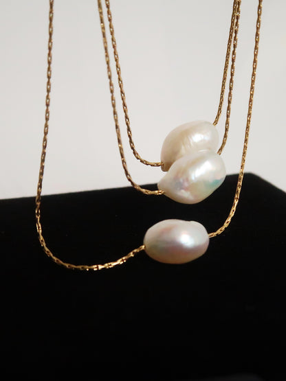 Floating Single Baroque Pearl Necklace