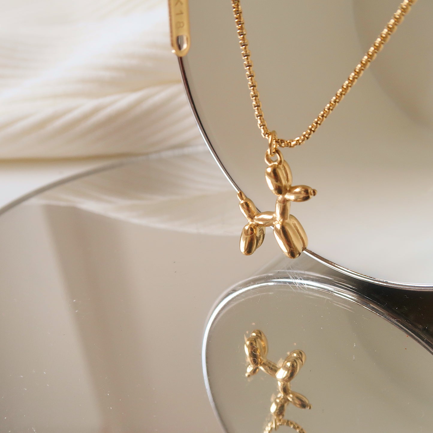 18K Non-Tarnish Ballon Dog Necklace