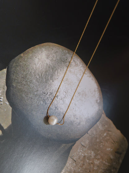 Single Floating Round Freshwater Pearl Necklace