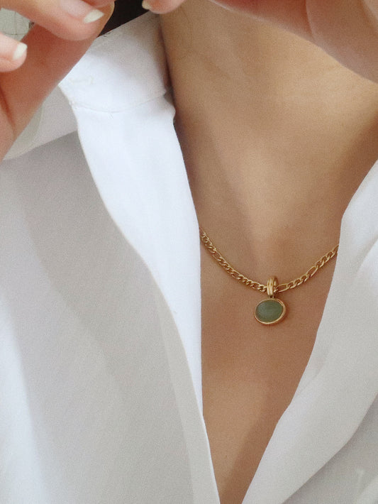 East-West Oval Jade Necklace