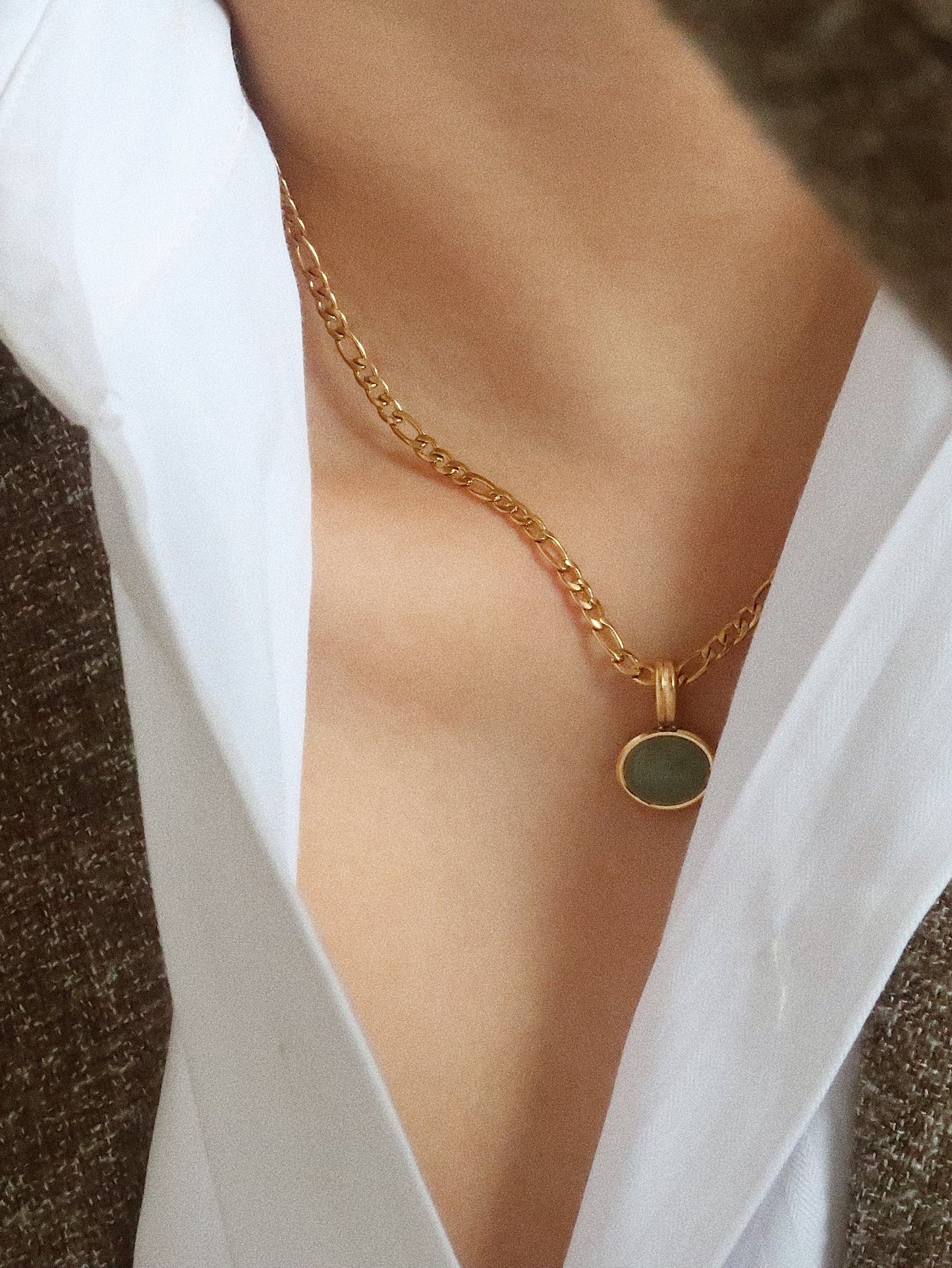 East-West Oval Jade Necklace