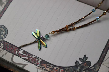 Amberwing — Blue Dragonfly Necklace