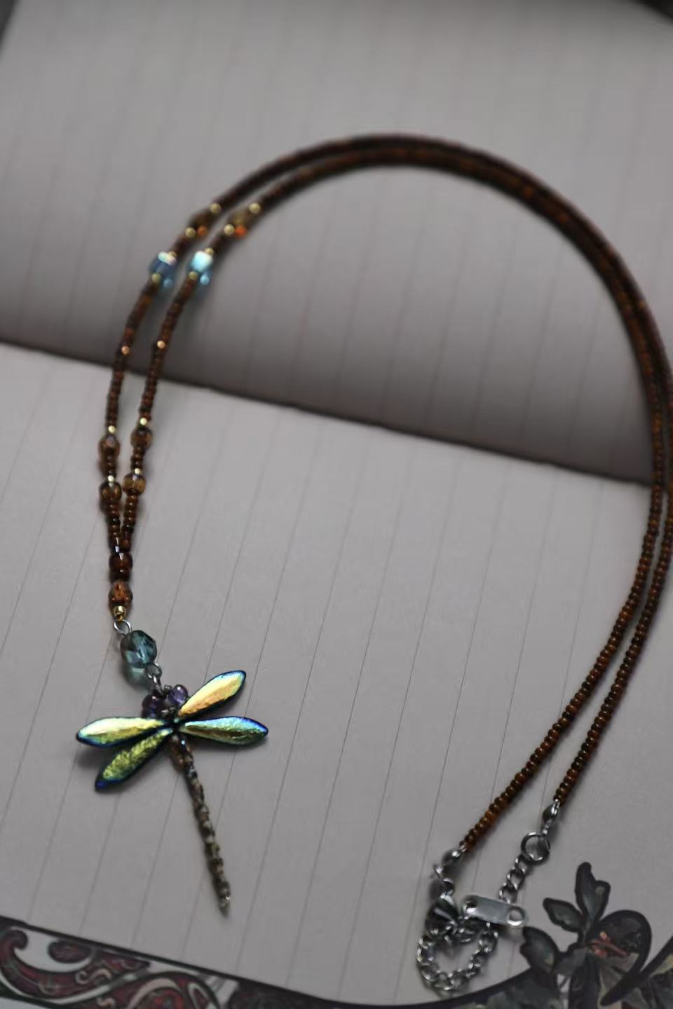 Amberwing — Blue Dragonfly Necklace