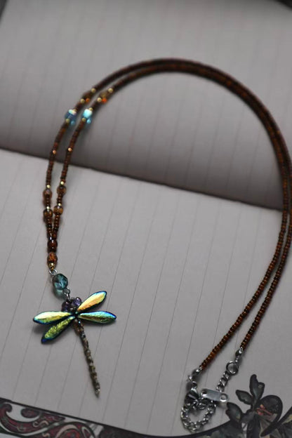 Amberwing — Blue Dragonfly Necklace
