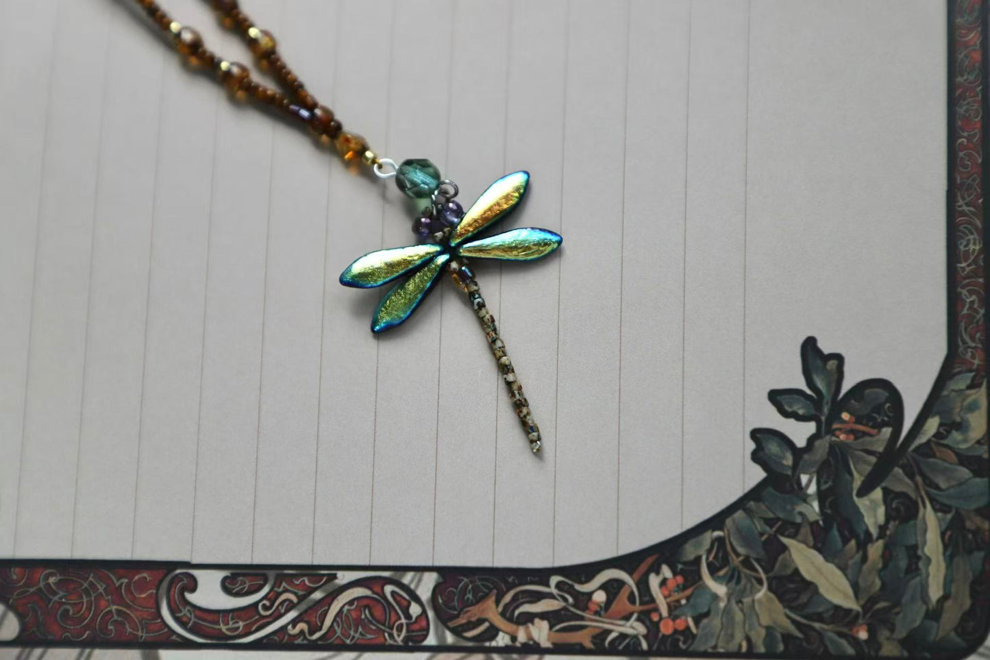 Amberwing — Blue Dragonfly Necklace